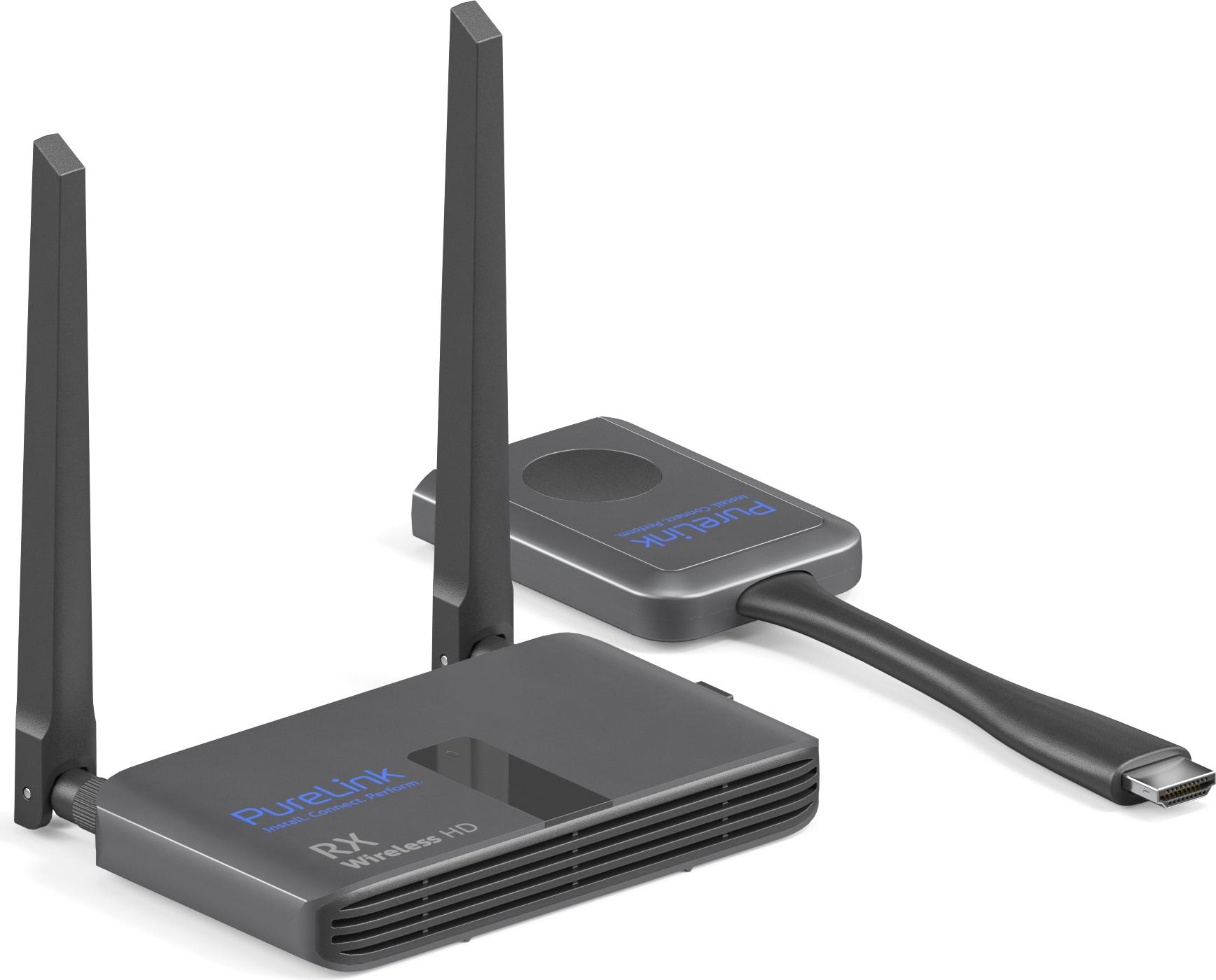 PureLink Wireless HD Extender Set, 30m - Cinema Serie PureLink® - Cinema Serie. Wireless HD Extender Set mit HDMI Anschluss. 1080p Unkomprimierte Übertragung bis auf 30m. Farbe: Schwarz. Lieferumfang: 1x TX (Transmitter), 1x RX (Receiver), 1x 5V USB-A Net