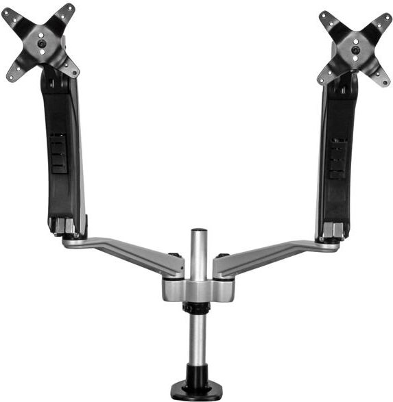 StarTech.com Dual Monitor Mount w/Full-Motion Arms - Side-by-side/Stackable - Verstellbarer Arm für LCD-Display - Kunststoff, Aluminium, Stahl - Schwarz, Silber - Bildschirmgröße: 76,2 cm (30) - Tischmontage (optional) (ARMDUAL30)