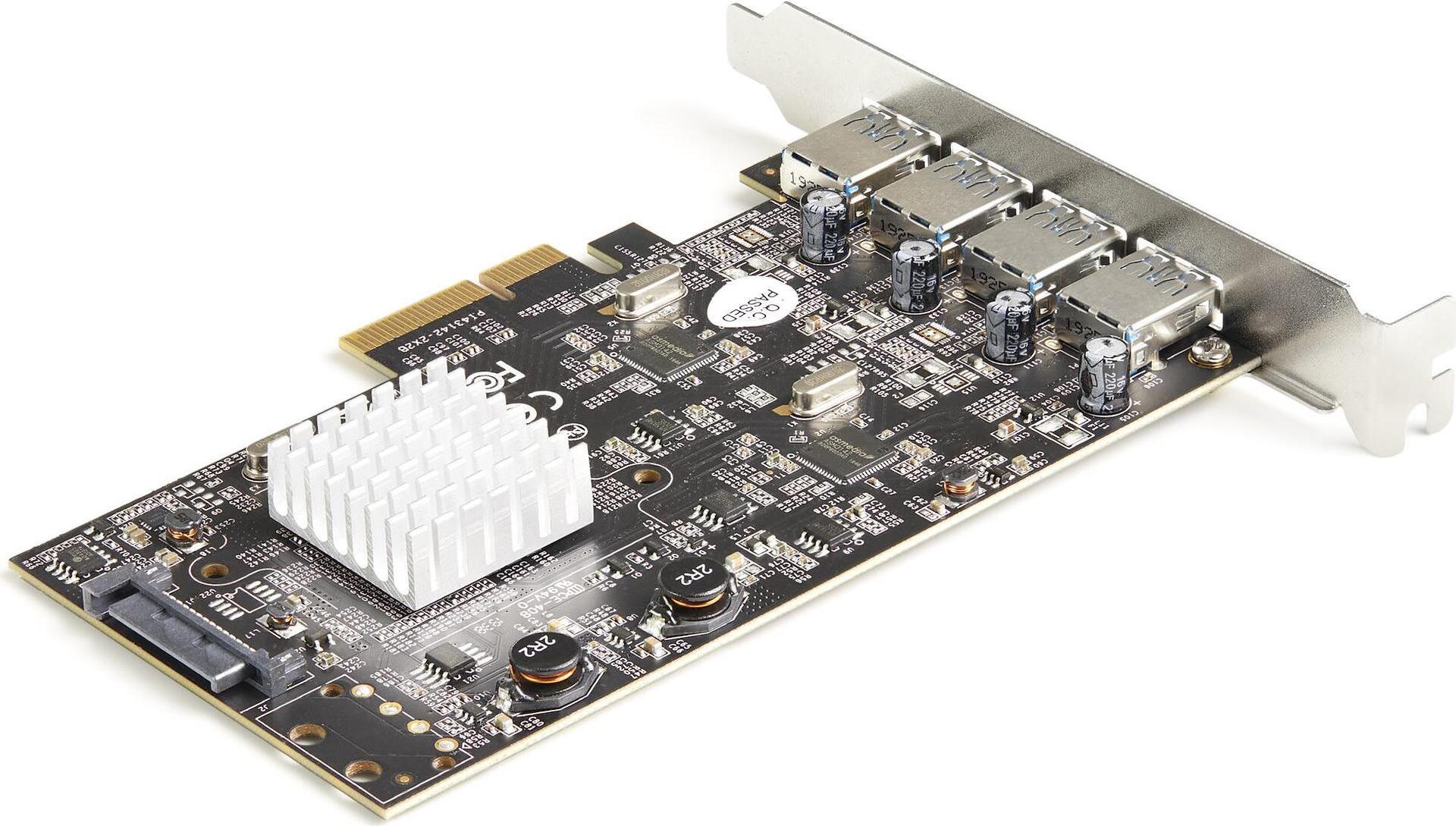 StarTech.com 4-Port USB PCIe Adapter - 10 Gbit/s USB 3.1/3.2 Gen 2 Typ-A PCI Express Erweiterungskarte mit 2 Controllern - 4x USB-A - USB-PCIe-Schnittstellenkarte - Windows/Mac/Linux (PEXUSB314A2V2) - USB-Adapter - PCIe 3.0 x4 - USB 3.1 Gen 2 x 4