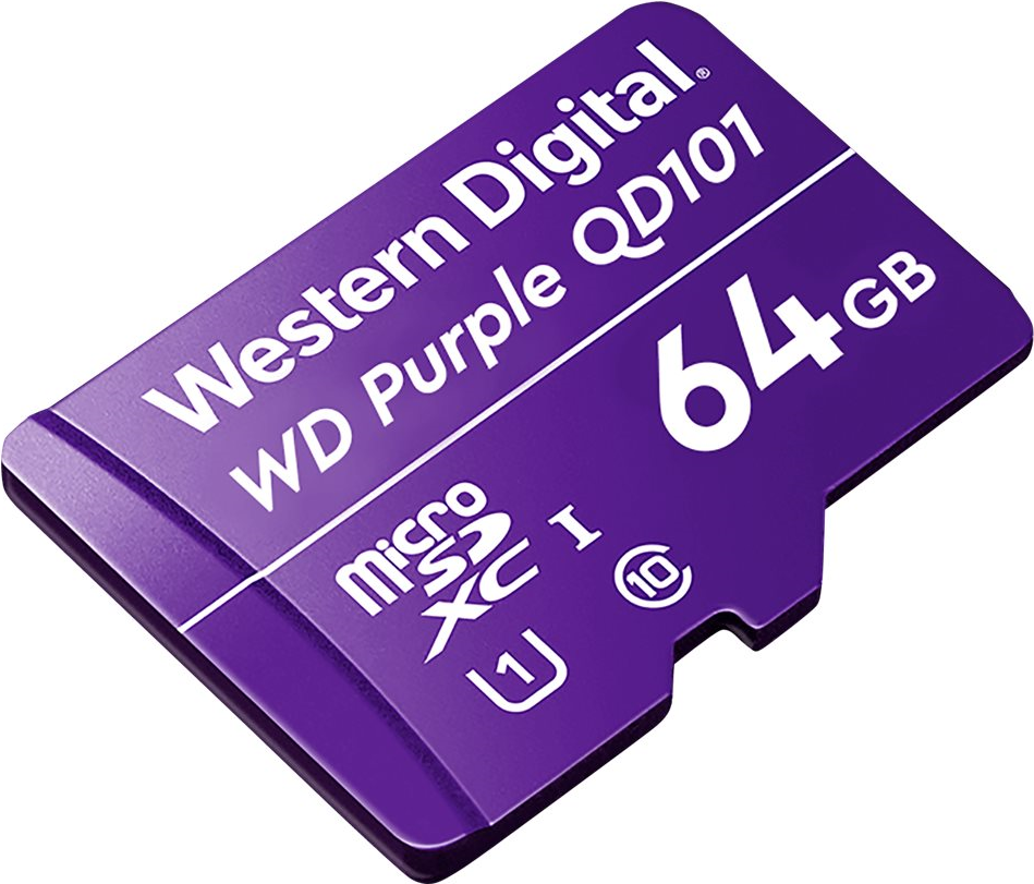 WD Purple SC QD101 WDD064G1P0C - Flash-Speicherkarte - 64GB - UHS-I U1 / Class10 - microSDXC UHS-I - lila (WDD064G1P0C)