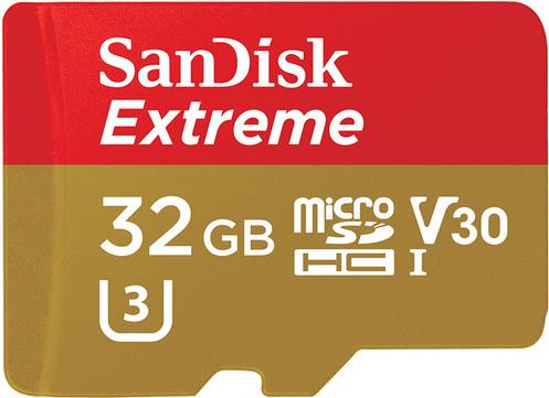 MicroSDHC Extreme 32GB SanDisk Speicherkarte mit Adapter, Kapazität: 32GB (SDSQXAF-032G-GN6MA)
