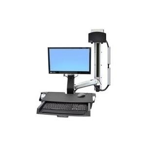 Ergotron StyleView Sit-Stand Combo System with Worksurface and Small Black CPU Holder - Befestigungskit (CPU-Halter, Wandschienenhalterung, Handgelenkkissen, Wandmontagehalterung) für LCD-Anzeige/Tastatur/Maus/Barcodescanner/CPU (Heben und Senken) - Kunst