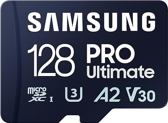 Samsung PRO Ultimate MB-MY128SB - Flash-Speicherkarte - 128GB - A2 / Video Class V30 / UHS-I U3 - microSDXC UHS-I - Blau (MB-MY128SB/WW)