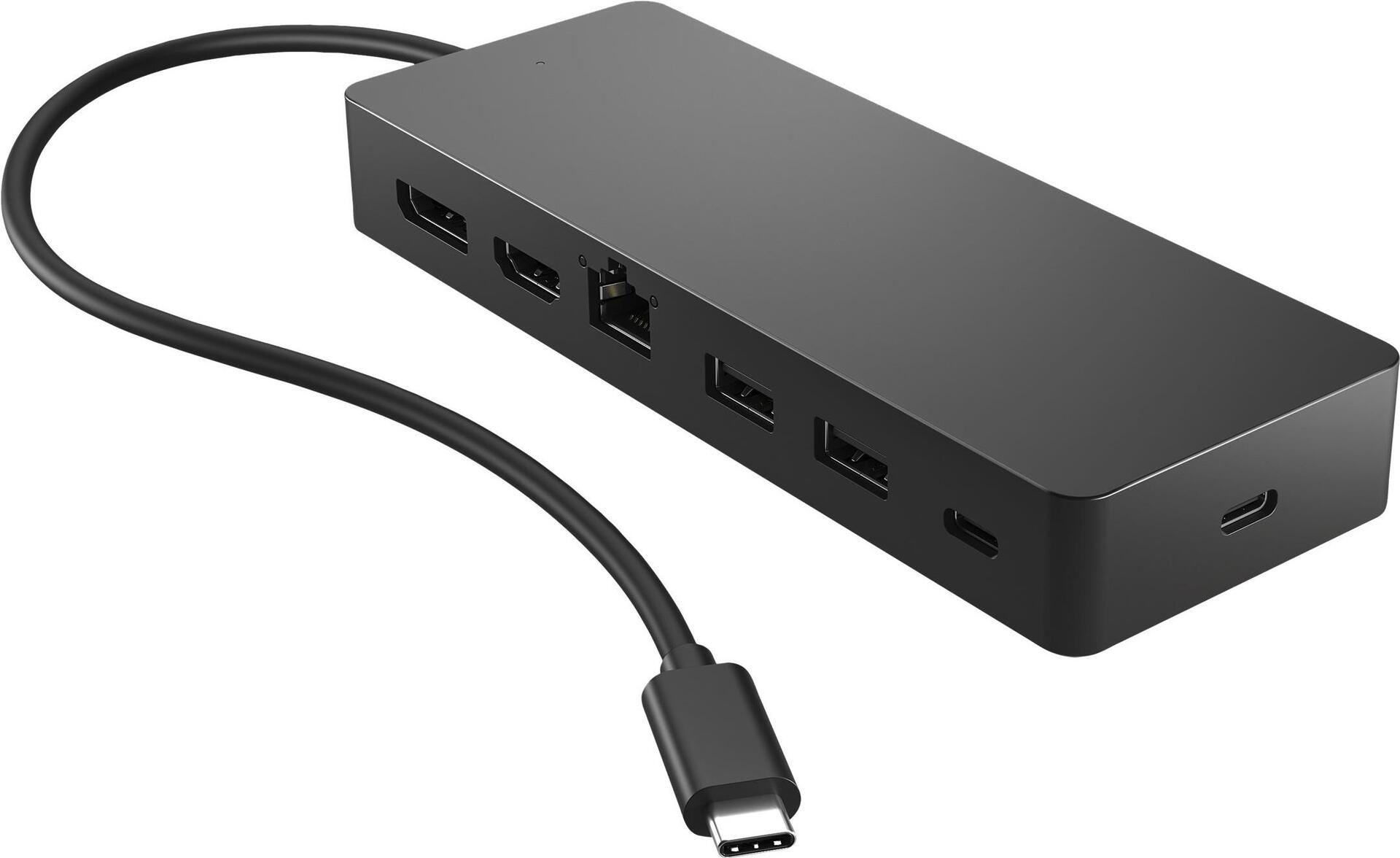 HP Universal USB-C Multiport Hub - Dockingstation - USB-C - HDMI, DP - Smart Buy - für OMEN by HP Laptop 16, Victus by HP Laptop 15, 16, Laptop 14, 15, ZBook Fury 16 G9 (50H55UT)