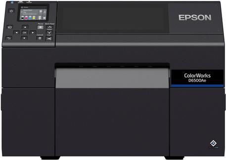 ColorWorks D6500 dye ink, Cutter, Disp., USB, Ethernet, schwarz Farb-Etikettendrucker, Tintenstrahl (mehrfarbig), Medienbreite (max): 216 mm, Druckbreite (max.): 203,2 mm, Rollendurchmesser (max.): 152,4mm, Geschwindigkeit (max.): 119 mm/Sek, Cutter, Disp