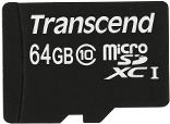 Transcend Premium - Flash-Speicherkarte (microSDHC/SD-Adapter inbegriffen) - 64GB - UHS Class 1 / Class10 - 300x - microSDXC UHS-I (TS64GUSDXC10)