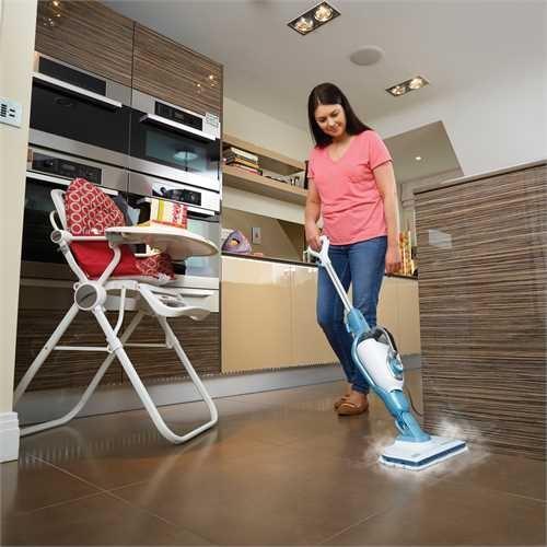 Black & Decker 9IN1 Steam-mop Aufrechter Dampfreiniger 0,5 l 1300 W Türkis - Weiß (FSMH1351SM-QS)