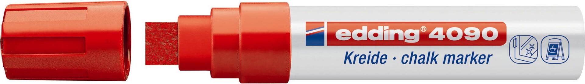 edding 4090 - Kreide-Marker - bunt - Keilspitze 4-15 mm breit - 4er Set - Kreidestift (feucht abwischbar) für Tafel, Fenster, Glas, Spiegel, Whiteboard. Schreiben, Zeichnen, Handlettering (4-4090-4999)