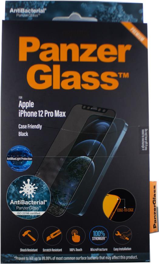 PanzerGlass Anti-blue light Displayschutzglas Apple iPhone 12 Pro Max - Edge-to-Edge - Apple - Apple - iPhone 12 Pro Max - Trockene Anwendung - Kratzresistent - Schockresistent - Antibakteriell - Transparent - 1 Stück(e) (PANZER2706)