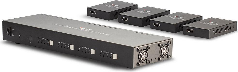 LINDY - Video-/Audio-/Infrarot-/Netzwerkverlängerungskabel - über CAT 6 - bis zu 70 m - mit 4 x HDMI CAT6 Receiver