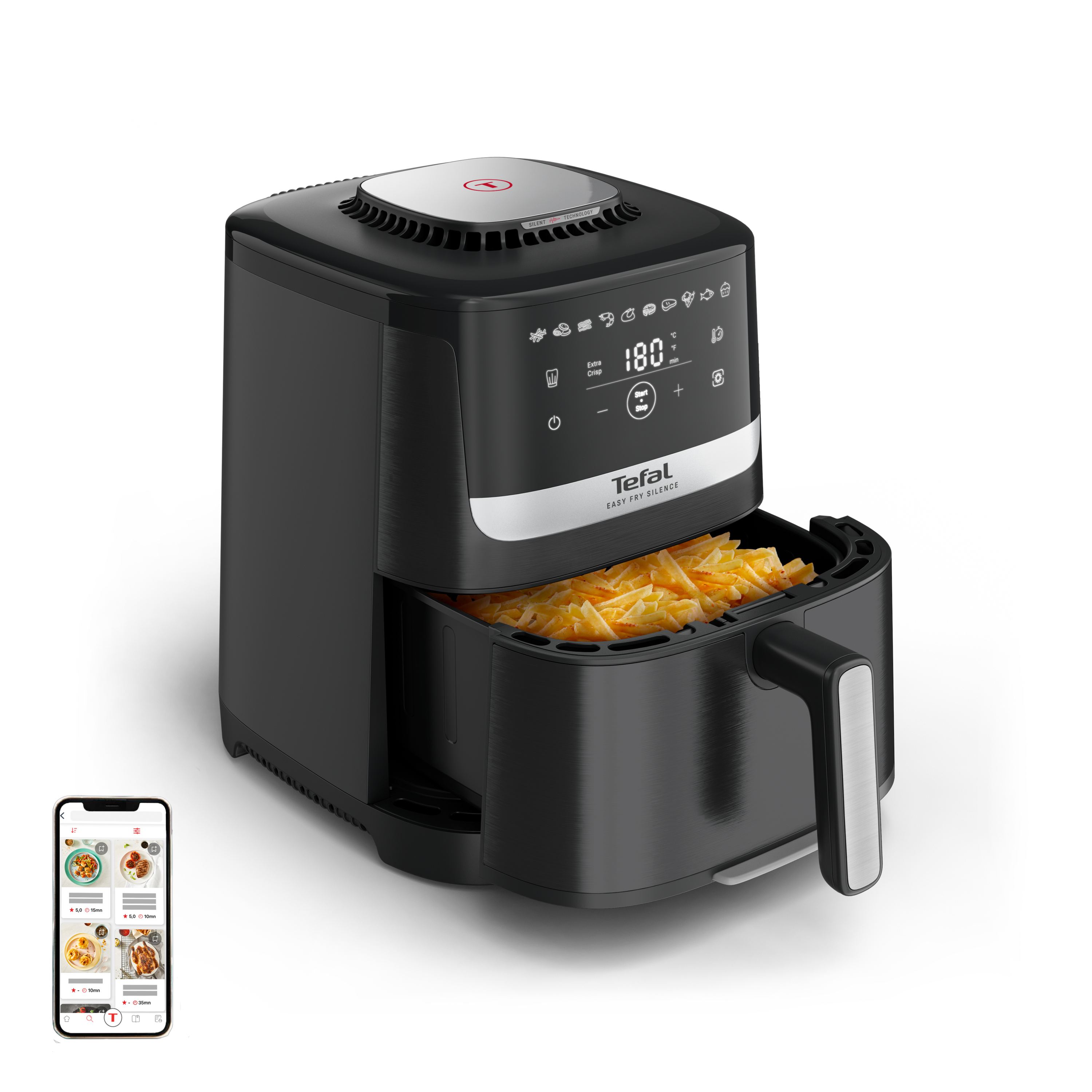 Tefal Easy Fry Silence EY5528E0 Heißluftfritteuse 5 l XL schwarz/Edelstahl