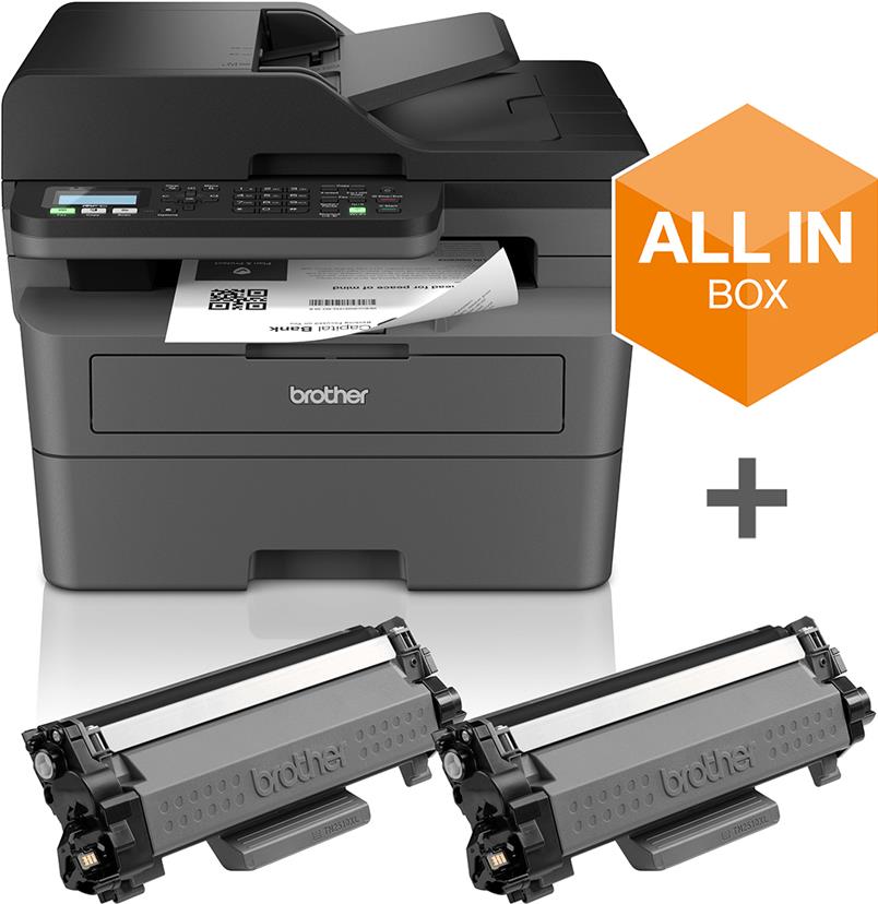 Brother MFC-L2827DWXL - Multifunktionsdrucker - s/w - Laser - A4/Legal (Medien) - bis zu 32 Seiten/Min. (Drucken) - 250 Blatt - 33,6 Kbps - USB 2,0, LAN, Wi-Fi(n) (MFCL2827DWXLRE1)