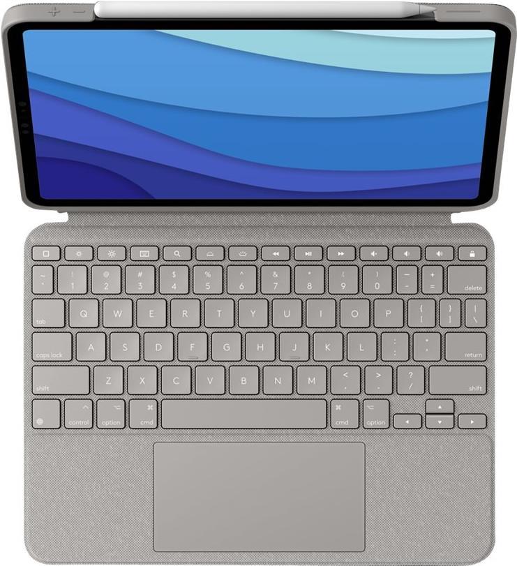 Logitech Combo Touch - Tastatur und Foliohülle - mit Trackpad - hintergrundbeleuchtet - Apple Smart connector - QWERTZ - Deutsch - Sand - für Apple 27,90cm (11)  iPad Pro (1. Generation, 2. Generation, 3. Generation) (920-010166)