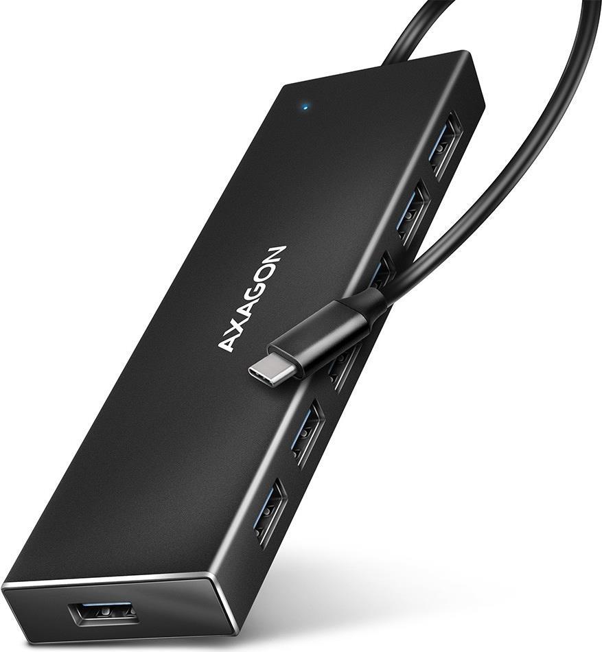 AXAGON HUE-F7A 7x USB 3.2 Gen 1 Aluminium Flat Hub, 30 cm USB-C-Kabel (HUE-F7C)