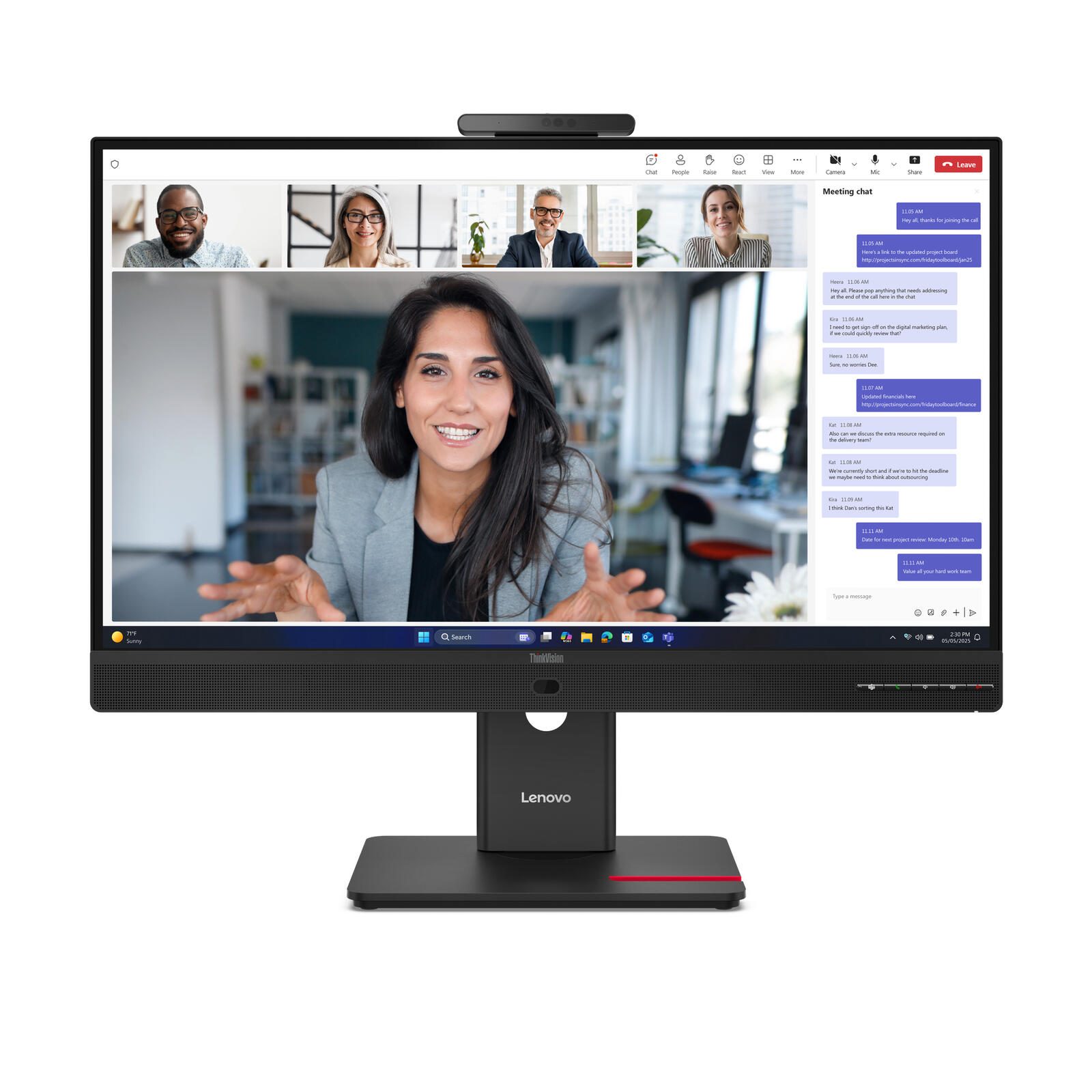Lenovo ThinkVision T24-4v LED-Monitor  60,5 cm (23,8) Full-HD IPS, 120Hz, Webcam, USB-C (64B6MAT1EU)
