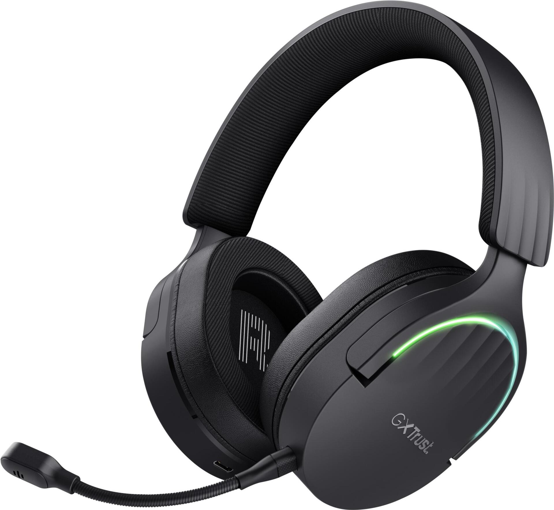 Trust GXT 491 FAYZO - Headset - 7,1-Kanal - ohrumschließend - Bluetooth / 2,4 GHz Funkfrequenz - kabelgebunden, kabellos - 3,5 mm Stecker, Adapter USB-A via Bluetooth - Schwarz (24901)