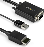 StarTech.com 2 m (6.6 ft.) VGA to HDMI Adapter Cable with USB Audio - Videoschnittstellen-Converter - HDMI / VGA / USB - USB, HD-15 (VGA) (M) bis HDMI (M) - 2 m - Schwarz - aktiv, 1080p-Unterstützung, Stromversorgung + Audio über USB
