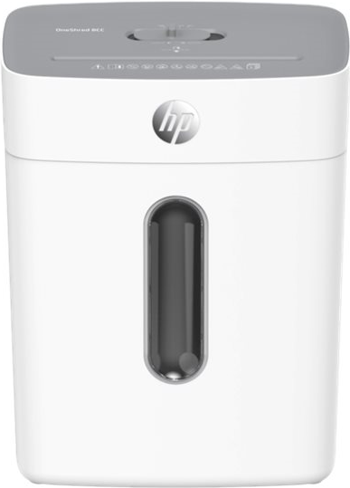 HP OneShred 8CC Aktenvernichter (Sicherheitsstufe 4, Partikelschnitt 5x18mm, bis 8 Blatt 80g/m², 68dB) (2801)
