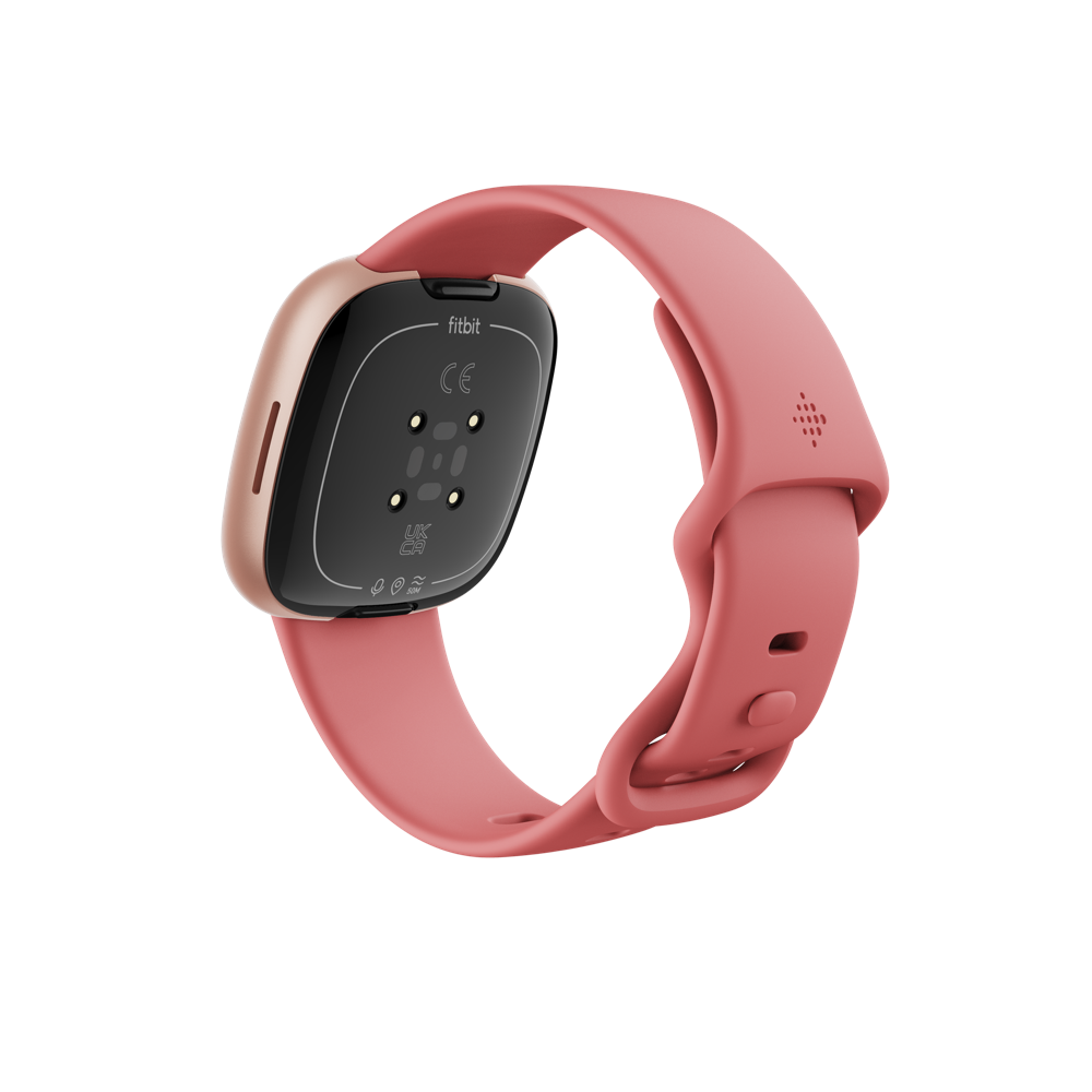 Fitbit Versa 4 - 40 mm - Kupferrosé - intelligente Uhr mit Band - rosa sandfarben - Bandgröße: S/L - NFC, Bluetooth (FB523RGRW)