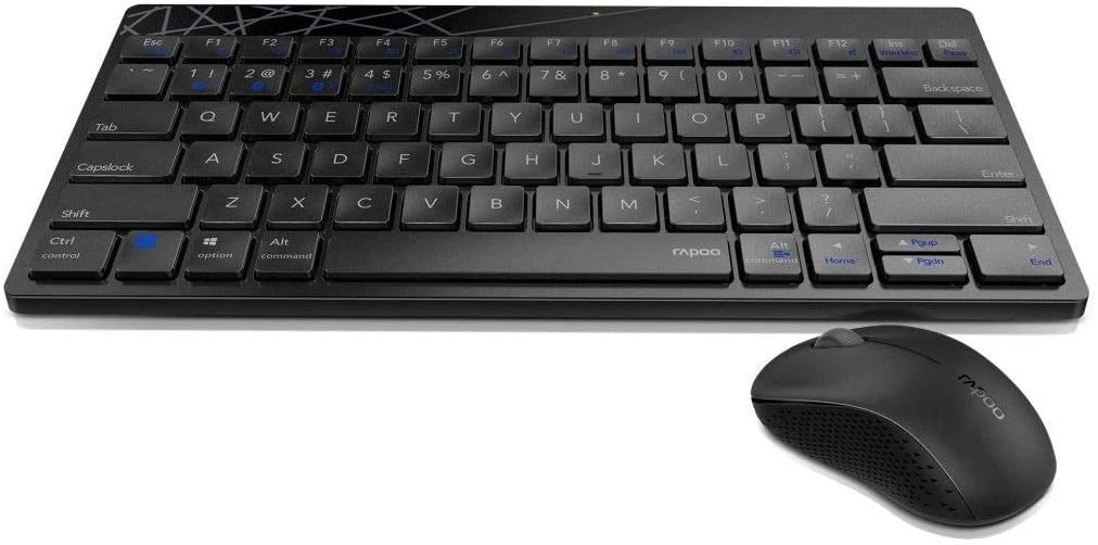 Rapoo 8000M - Tastatur-und-Maus-Set - kabellos - 2.4 GHz, Bluetooth 4.0, Bluetooth 3.0 - Schwarz