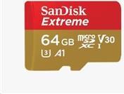SanDisk Extreme - Flash-Speicherkarte (microSDXC-an-SD-Adapter inbegriffen) - 64GB - A2 / Video Class V30 / UHS-I U3 / Class10 - microSDXC UHS-I (SDSQXA2-064G-GN6AA)