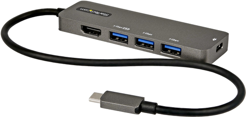 StarTech.com USB-C Multiport Adapter - USB-C auf HDMI 2.0b 4K 60Hz (HDR10) - 100W Power Delivery Pass-Through - 4-Port USB 3.0 Hub - USB Type-C Mini Dock - 30cm langes Kabel - USB 3.2 Gen 1 (3.1 Gen 1) Type-C - HDMI - RJ-45 - USB 3.2 Gen 1 (3.1 Gen 1) Typ