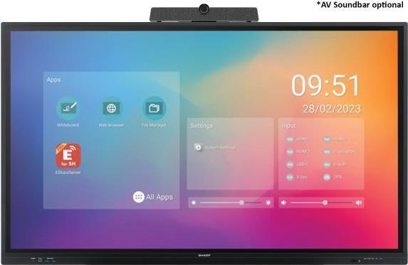 Sharp PN-LC862 Digital Beschilderung Flachbildschirm 2,18 m (86) LCD WLAN 450 cd/m² 4K Ultra HD Schwarz Touchscreen Eingebauter Prozessor Android 11 16/7 (60005901)