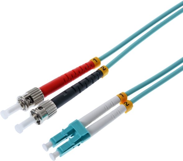 Herweck Helos - Patch-Kabel - ST multi-mode (M) zu LC Multi-Mode (M) - 7,5m - Glasfaser - Duplex - 50/125 Mikrometer - OM3 - Aquamarin (126411)