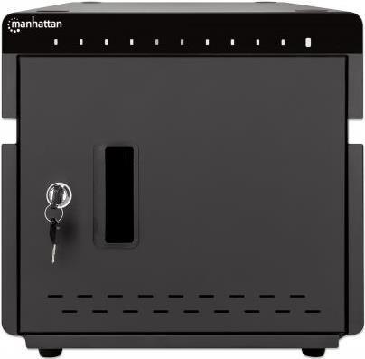 MANHATTAN 10-Port Ladeschrank 180 W 10 USB-C PD-Ports, geräumige Fächer für Handys und Tablets, 180 W gesamt, bis zu 3 A/18 W pro Port, abschließbar, Überspannungsschutz, leiser Lüfter, Metallgehäuse, schwarz (715942)