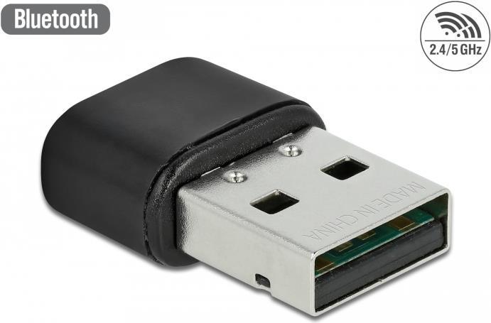 DeLOCK Bluetooth 4.2 and Dualband WLAN ac/a/b/g/n 433 Mbps USB Adapter - Netzwerkadapter - USB 2.0 - 802.11ac, Bluetooth 4.2 - Schwarz