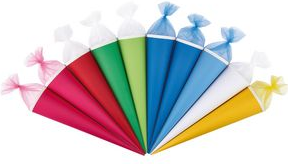 herlitz Schultüte, rund, 700 mm, farbig sortiert Tüllverschluss, Maße: (B)160 x (H)700 x (T)160 mm, - 10 Stück (11426426)