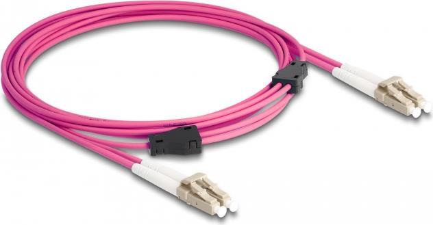 Delock - Netzwerkkabel - LC Multi-Mode (M) zu LC Multi-Mode (M) - 3 m - 3 mm - Glasfaser - Duplex - 50/125 Mikrometer - OM4 - halogenfrei, Metallarmierung - violett