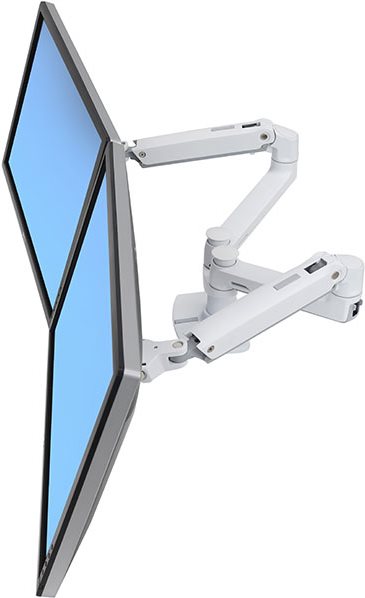 ERGOTRON LX Dual Monitor Arm in Weiß - Monitor Tischhalterung mit patentierter CF-Technologie für 2 Bildschirme nebeneinander bis 68,60cm (27) , 33cm Höhenverstellung, VESA Standard und  (45-491-216)