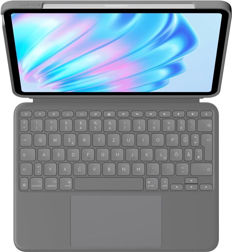 Logitech Combo Touch - Tastatur und Foliohülle - mit Trackpad - hintergrundbeleuchtet - Apple Smart connector - QWERTZ - Deutsch - Oxford Gray - für Apple 10,9-inch iPad Air, 11-inch iPad Air (920-012629)