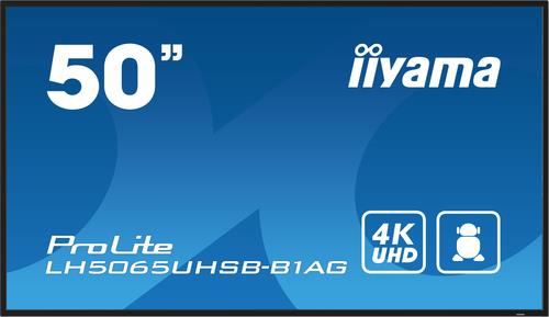 iiyama LH5065UHSB-B1AG Signage-Display Digital Signage Flachbildschirm 125,7 cm (49.5) LCD WLAN 800 cd/m² 4K Ultra HD Schwarz Eingebauter Prozessor Android 11 24/7 [Energieklasse E] (LH5065UHSB-B1AG)