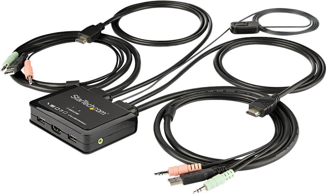 StarTech.com 2-Port HDMI KVM Switch with Built-In Cables - USB 4K 60Hz - KVM-/Audio-Switch - 2 x KVM/Audio - 1 lokaler Benutzer - Desktop