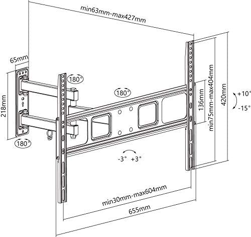 Goobay Basic TV-Wandhalterung Basic FULLMOTION (L), Schwarz - für Fernseher von 94,00cm (37) bis 177,80cm (70) (94-178 cm) , vollbeweglich (schwenkbar und neigbar) bis 35kg (49745)