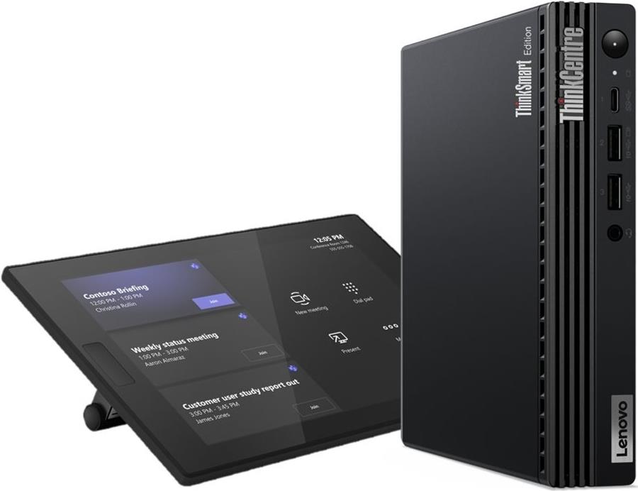 Lenovo ThinkSmart Tiny Kit - Kit für Videokonferenzen (Touchscreen-Konsole, Rechensystem) - mit 1 Year Lenovo Premier Support - Raven Black (12XH0008GE)