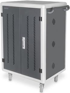 DIGITUS Mobiler Ladeschrank für Notebooks / Tablets bis 15,6 Zoll (DN-45006)30 Plätze (3x10) für Geräte30 x USB-C Anschluss 18W (5V/3A, 9V/2A, 12V/1.5A)3 x rückseitig verbaute Steckdosenleiste (10 x Schutzkontaktsteckdosen)Kabeldurchführung und Überlängen