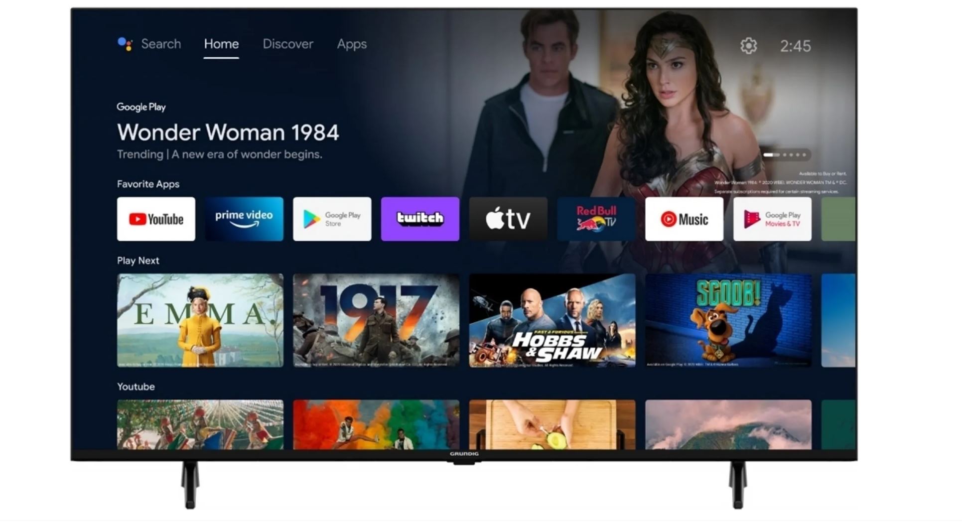 Grundig 65 VCE 223 165,10cm (65)  LED-Fernseher 3.840x2.160 Pixel 4K Ultra HD Schwarz [Energieklasse E] (AU3T00)