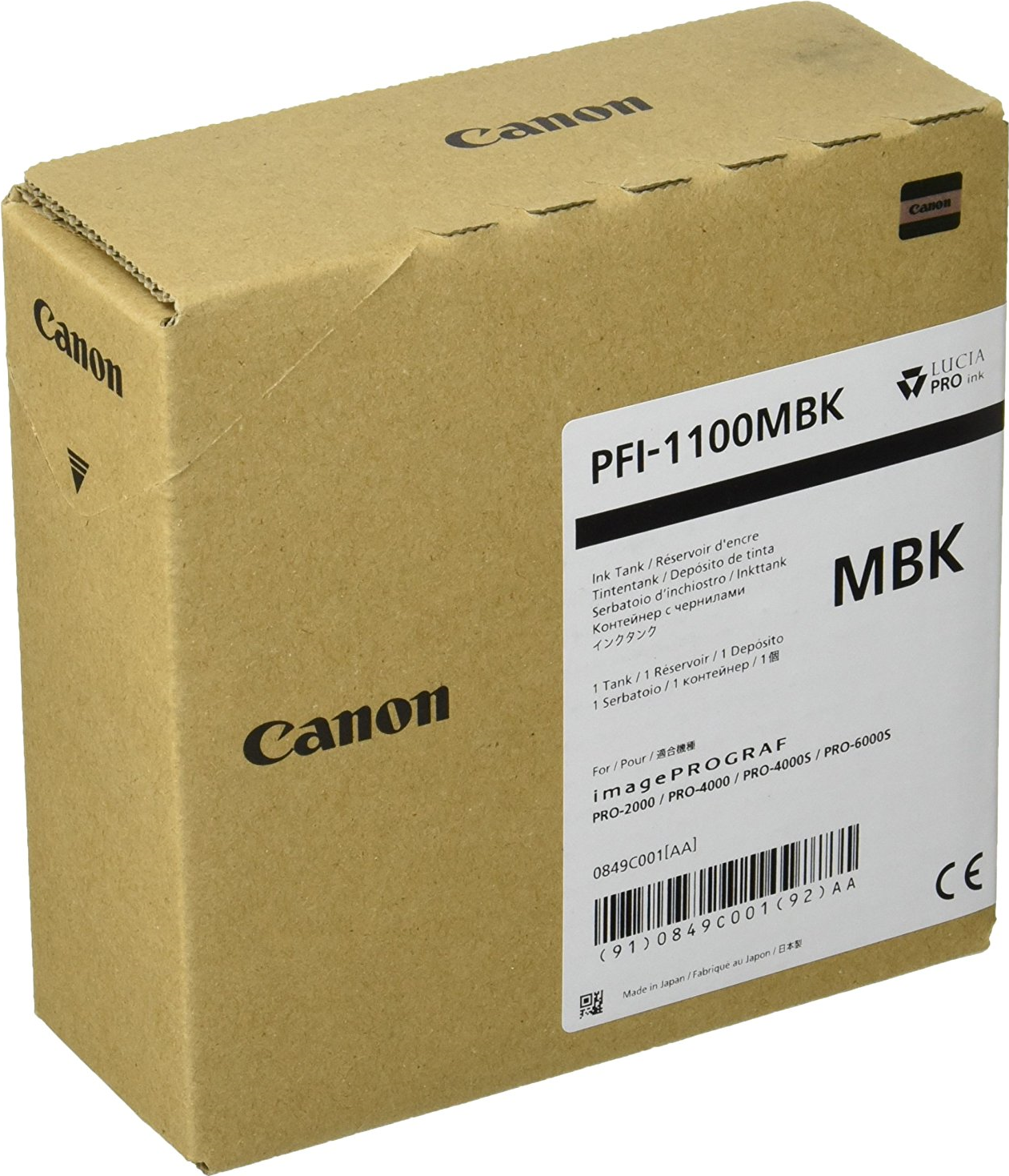 Canon PFI-1100MBK - Mattschwarz - Original - Tintenbehälter - für imagePROGRAF PRO-2000, PRO-4000, PRO-4000S, PRO-6000S (0849C001AA)