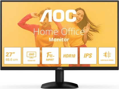 AOC Q27B35E - 27 Zoll Quad HD Monitor, 75 Hz, Adaptive Sync., HDR10 (2560x1440, HDMI 1.4, DisplayPort 1.4) schwarz - AOC Q27B35E 27 IPS Monitor - 2560x1440 (Q27B35E)