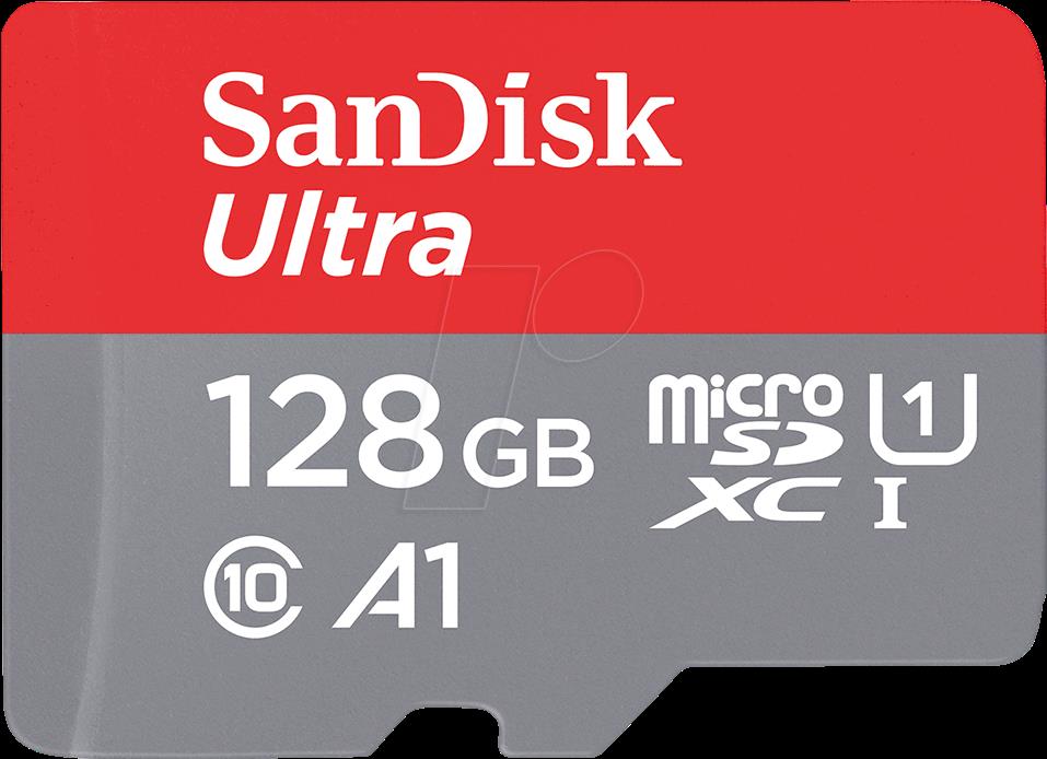 SanDisk Ultra - Flash-Speicherkarte (microSDXC-an-SD-Adapter inbegriffen) - 128GB - UHS-I / Class10 - microSDXC UHS-I (SDSQUNR-128G-GN6TA)