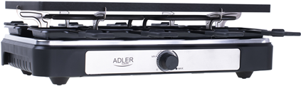 Adler Raclette - Elektrogrill AD 6616 Tisch, 1400 W, Schwarz/Edelstahl (AD 6616)