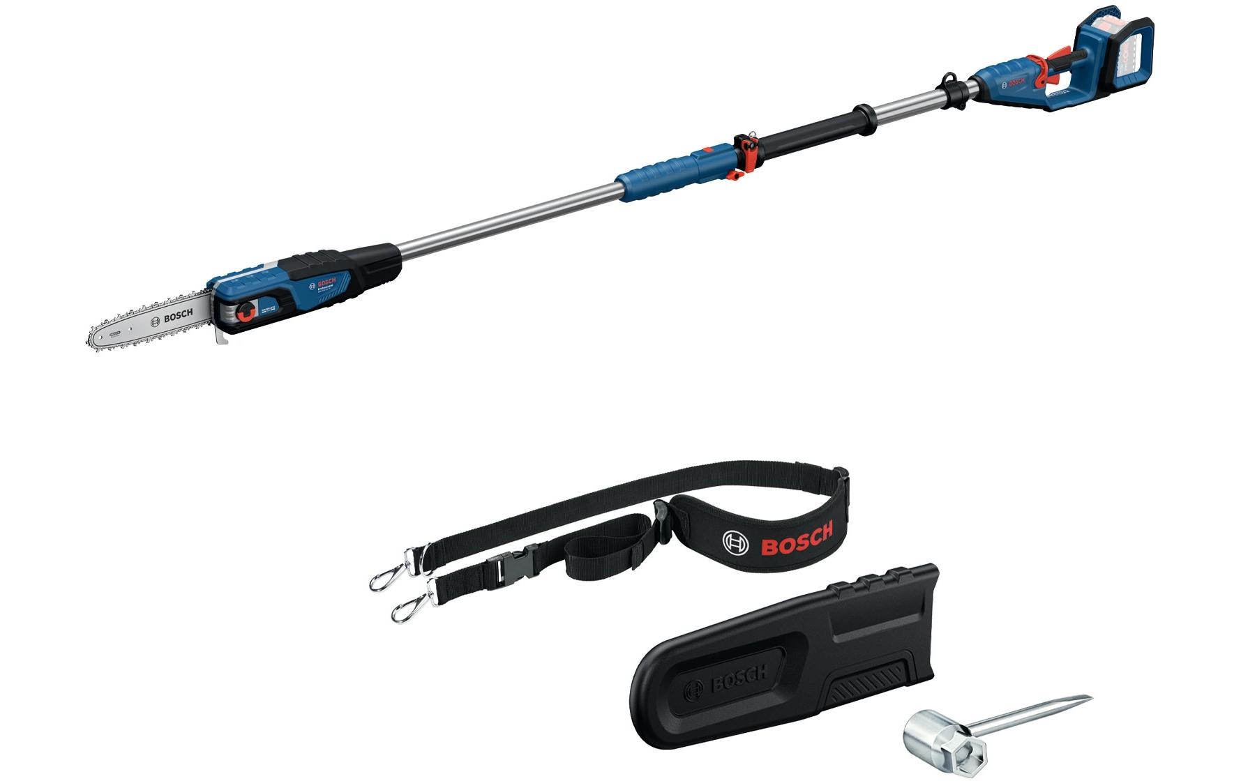 Bosch Professional Akku-Teleskopkettensäge GKE 18V-25 TP, 25 cm Schwert, 2,9 m Teleskop, 18V solo (06008D6000)