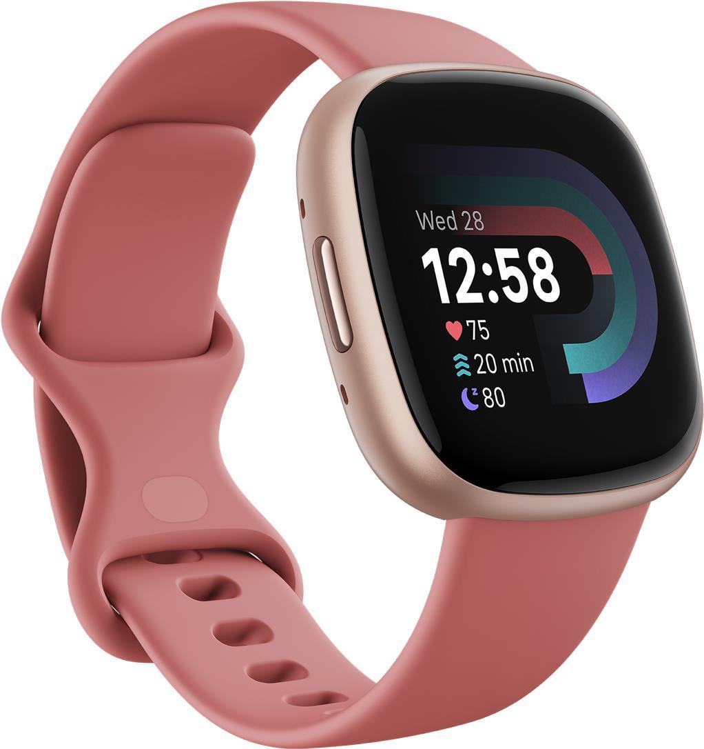 Fitbit Versa 4 - 40 mm - Kupferrosé - intelligente Uhr mit Band - rosa sandfarben - Bandgröße: S/L - NFC, Bluetooth (FB523RGRW)