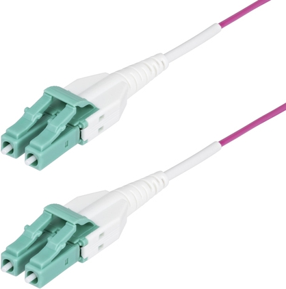 StarTech.com 20m (66ft) LC/LC (UPC) OM4 Multimode Fiber Optic Cable, OFNR - Patch-Kabel - LC/UPC Duplex Multi-Mode (M) zu LC/UPC Duplex Multi-Mode (M) - 20 m - 1.6 mm - Glasfaser - Duplex - 50/125 Mikrometer - OM4 - OFNR - Überbrückungskabel - Erikaviolet