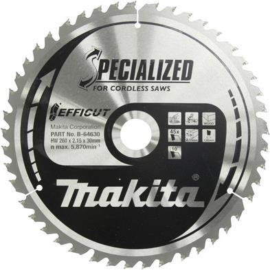 Makita Specialized EFFICUT - Kreissägeblatt - für Holz, Metall - 260 mm - 45 Zähne - für Makita LS1018L, LS1018LN (B-64630)