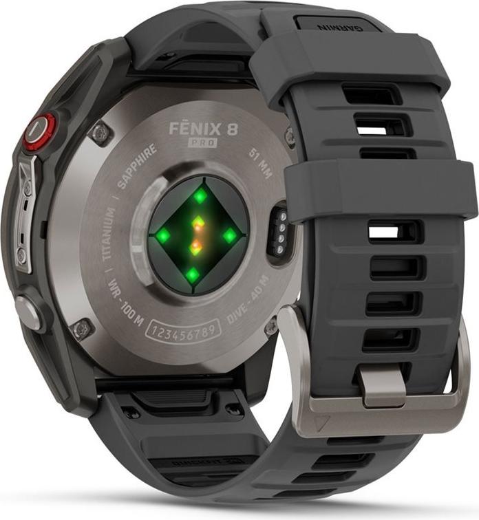 Garmin Fenix 8 Pro - 51 mm - Titan - Sportuhr mit Riemen - Silikon - graphite/black - Handgelenkgröße: 127-210 mm - Anzeige 3.556 cm (1.4) (010-03199-11)