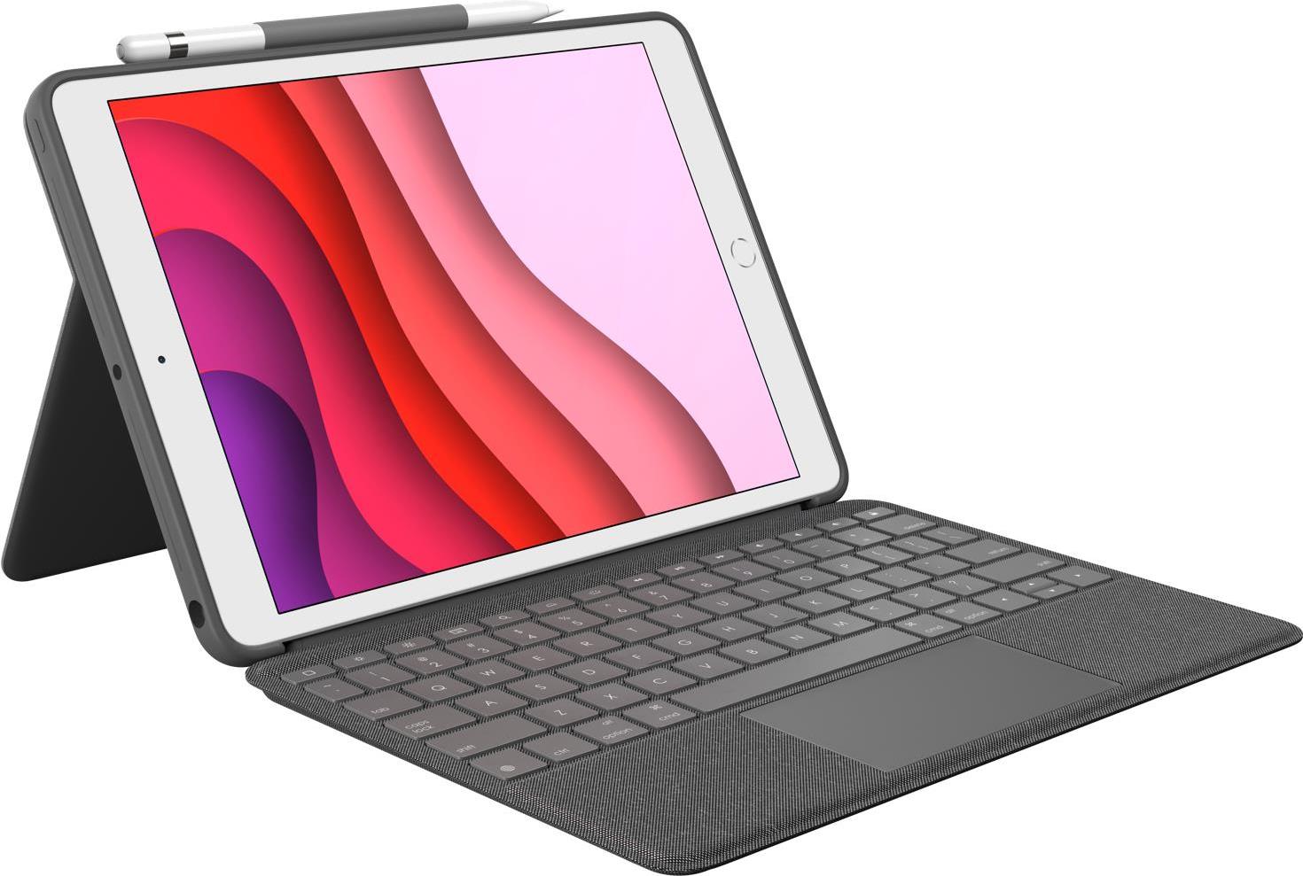 Logitech Combo Touch - Tastatur und Foliohülle - mit Trackpad - hintergrundbeleuchtet - Apple Smart connector - Deutsch - Graphite - für Apple 10.2 iPad (7. Generation & 9. Generation), 10.5 iPad Air, 10.5 iPad Pro (920-009624)